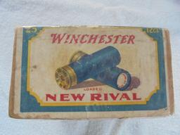 ANTIQUE 2 PART 12 GAUGE SHELL BOX WITH GRAPHICS-"WINCHESTER NEW RIVAL"