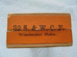 WONDERFUL---EARLY---WINCHESTER 32 CALIBER CARTRIDGE BOX WITH GRAPHIC-QUITE RARE IN THIS CONDITION