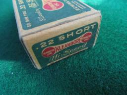 OLD REMINGTON "KLEANBORE" 22 SHORT CARTRIDGE BOX-QUITE GOOD