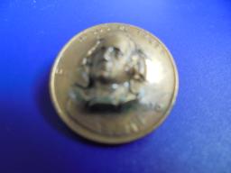 1930 WHEAT PENNY STAMPED WITH "WASHINGTON" HEAD STAMPED INTO IT-PINBACK BUTTON