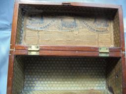 WONDERFUL OLD WALNUT BOX WITH BRASS DETAILS--"QUACK MEDICINE MACHINE WAS IN IT"