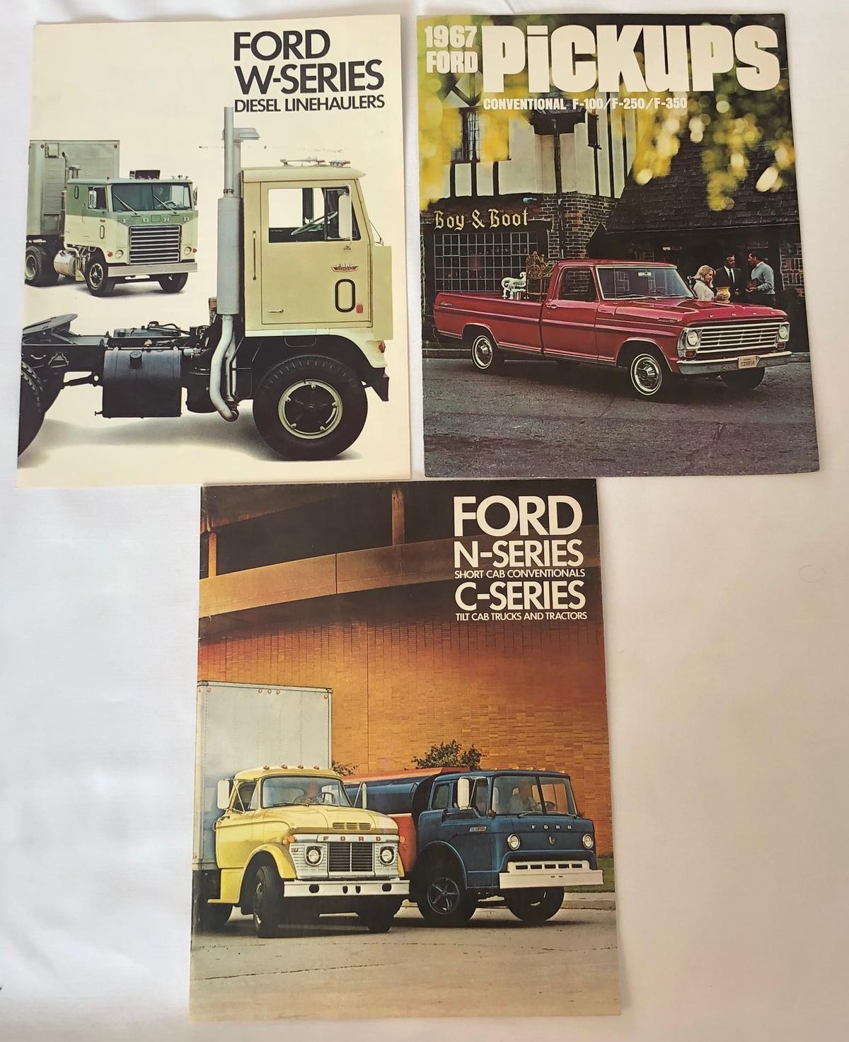 SET OF (3) OLD FORD DEALERSHIP SALES BROCHURES -- FOR FORD TRUCKS