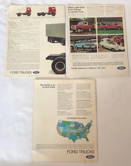 SET OF (3) OLD FORD DEALERSHIP SALES BROCHURES -- FOR FORD TRUCKS