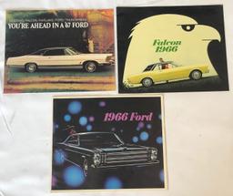 THREE FORD SALES BROCHURES - 1966 & 1967 -- INCLUDING FORD FALCON BROCHURE