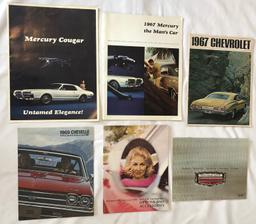 SET OF (6) OLD DEALERSHIP SALES BROCHURES -- FORD, CHEVROLET, AND OLDSMOBILE