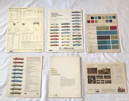 SET OF (6) OLD DEALERSHIP SALES BROCHURES -- FORD, CHEVROLET, AND OLDSMOBILE