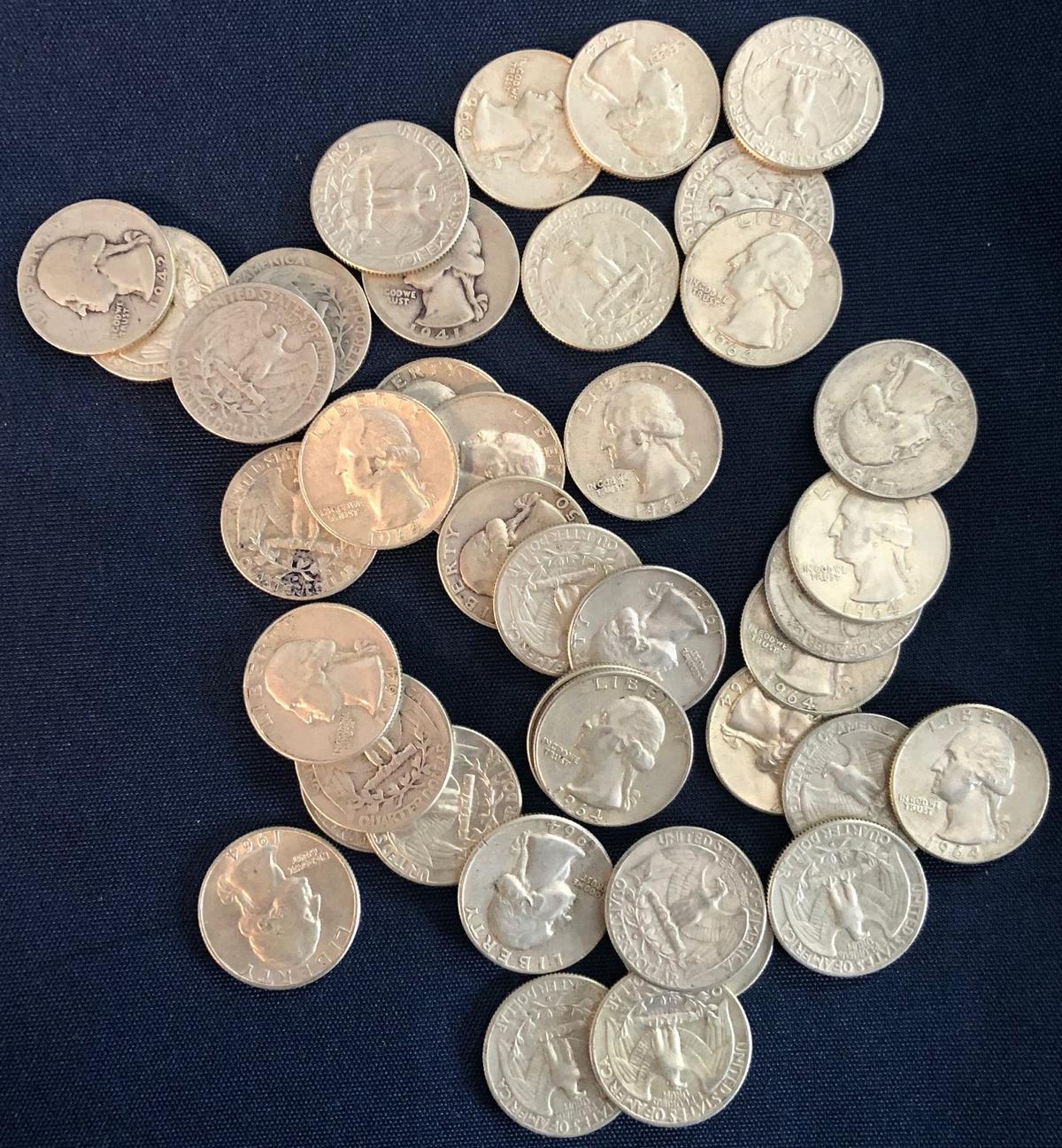 (40) SILVER WASHINGTON QUARTERS