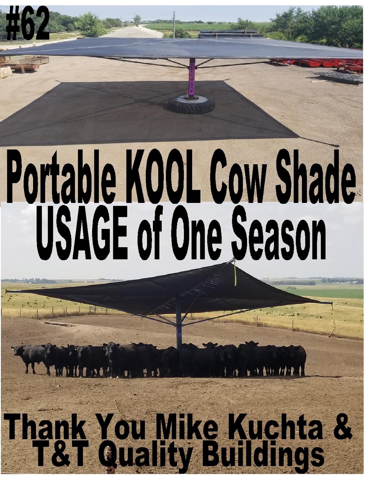 Portable KOOL Cattle Shade 32’ x 32’: USAGE Of One Season