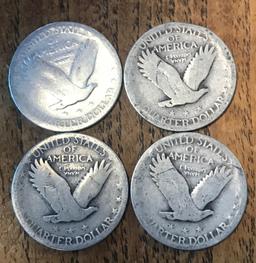 Lot of (4) Standing Liberty Silver Quarters