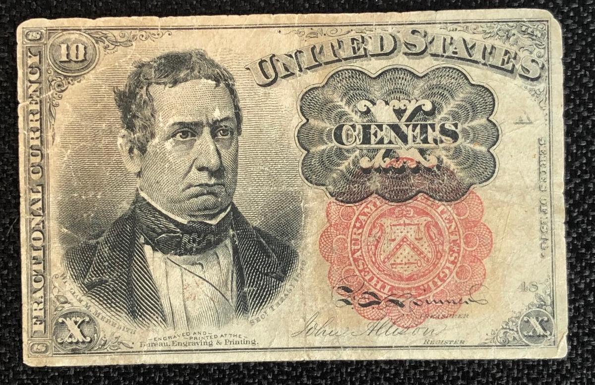 1874 United States 10 Cent Fractional Note