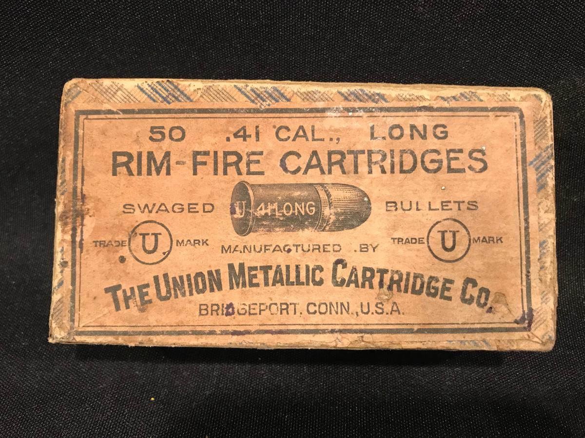 Union Metallic Cartridge Co. .41 Cal Long Rim Fire Two Piece Box--Full