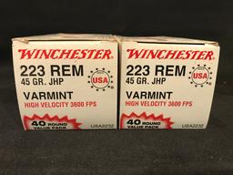 (2) Winchester 223 Rem 45gr Varmint 40rd Value Packs