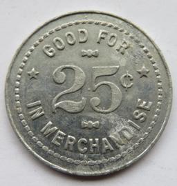 "THE ECONOMY STORE - CREIGHTON, NEBRASKA" - 25 CENT TRADE TOKEN