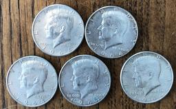 Set of (5) 1964 & 1964-D Kennedy Half Dollars