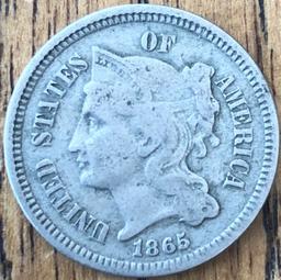 1865 United States Three Cent Piece