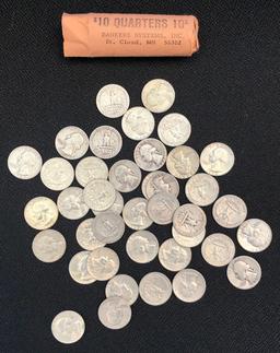 Roll of (40) Silver Washington Quarters