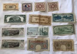 Set of (13) Old Foreign Currency Notes