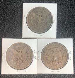 (3) Morgan Silver Dollars --- 1887-O, 1888-O, & 1889