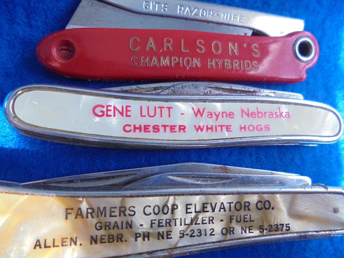 (3) OLD ADVERTISING POCKET KNIVES