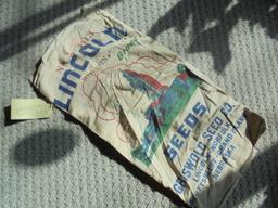 VINTAGE "LINCOLN SEED" ADVERTISING SACK-NEBRASKA CAPITOL GRAPHIC-QUITE NICE