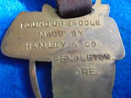 VINTAGE "ROUND UP SADDLE" ADVERTISING WATCH FOB-QUITE NICE