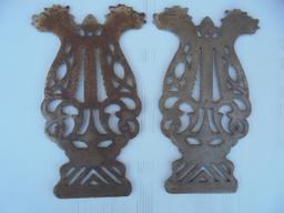 (2) OLD IRON GARGOYLE PIECES-FROM LAMPS ?-VERY ODD