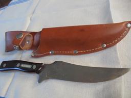 NOS "150T SCHRADE-WALDEN" FIXED BLADE KNIFE WITH LEATHER SHEATH-USA MADE