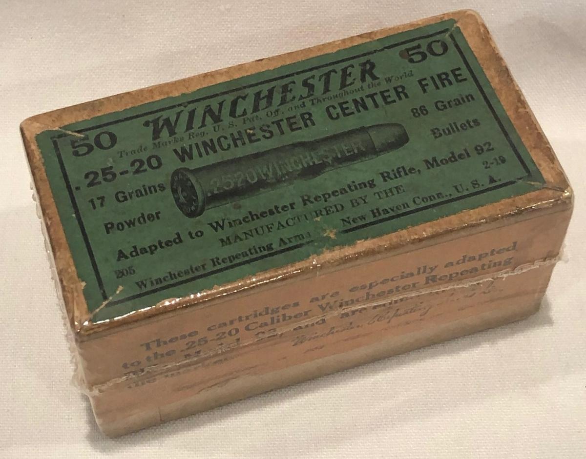 WINCHESTER .25-20 WINCHESTER CENTER FIRE  -- FULL BOX OF 50 RDS - SEALED