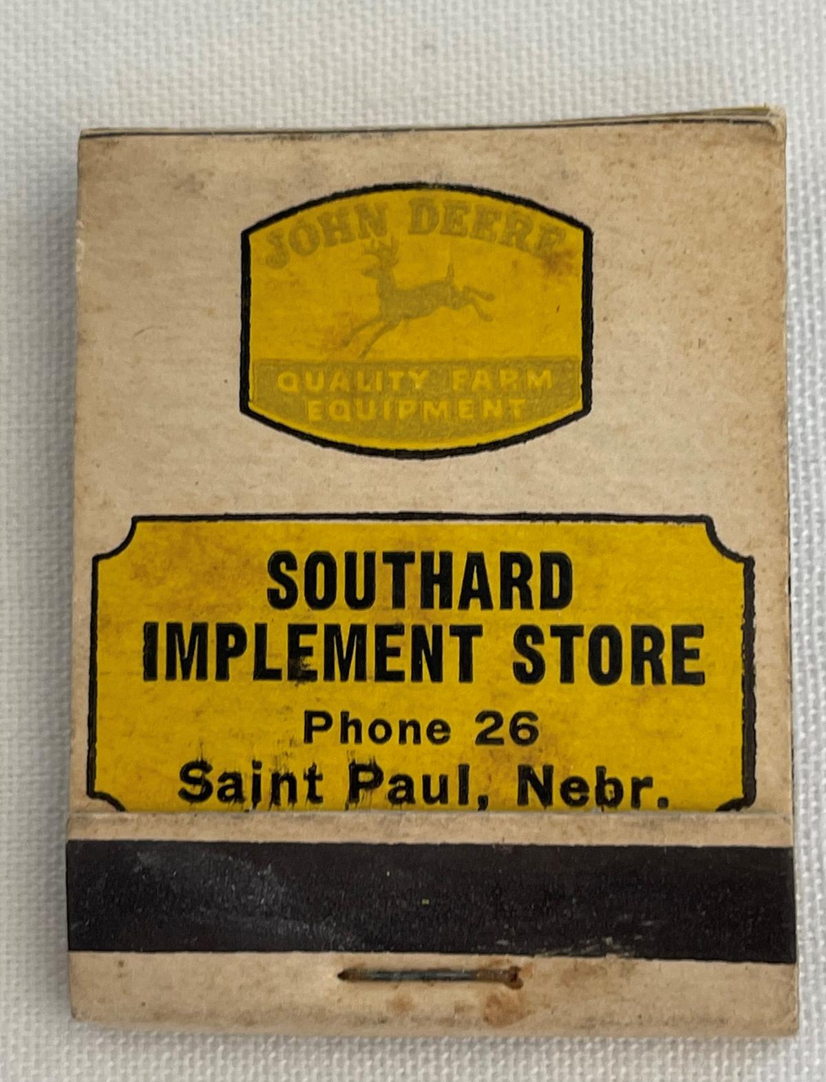 JOHN DEERE "SOUTHARD IMPLEMENT STORE - SAINT PAUL, NEBRASKA" - ADVERTISING MATCH BOOK