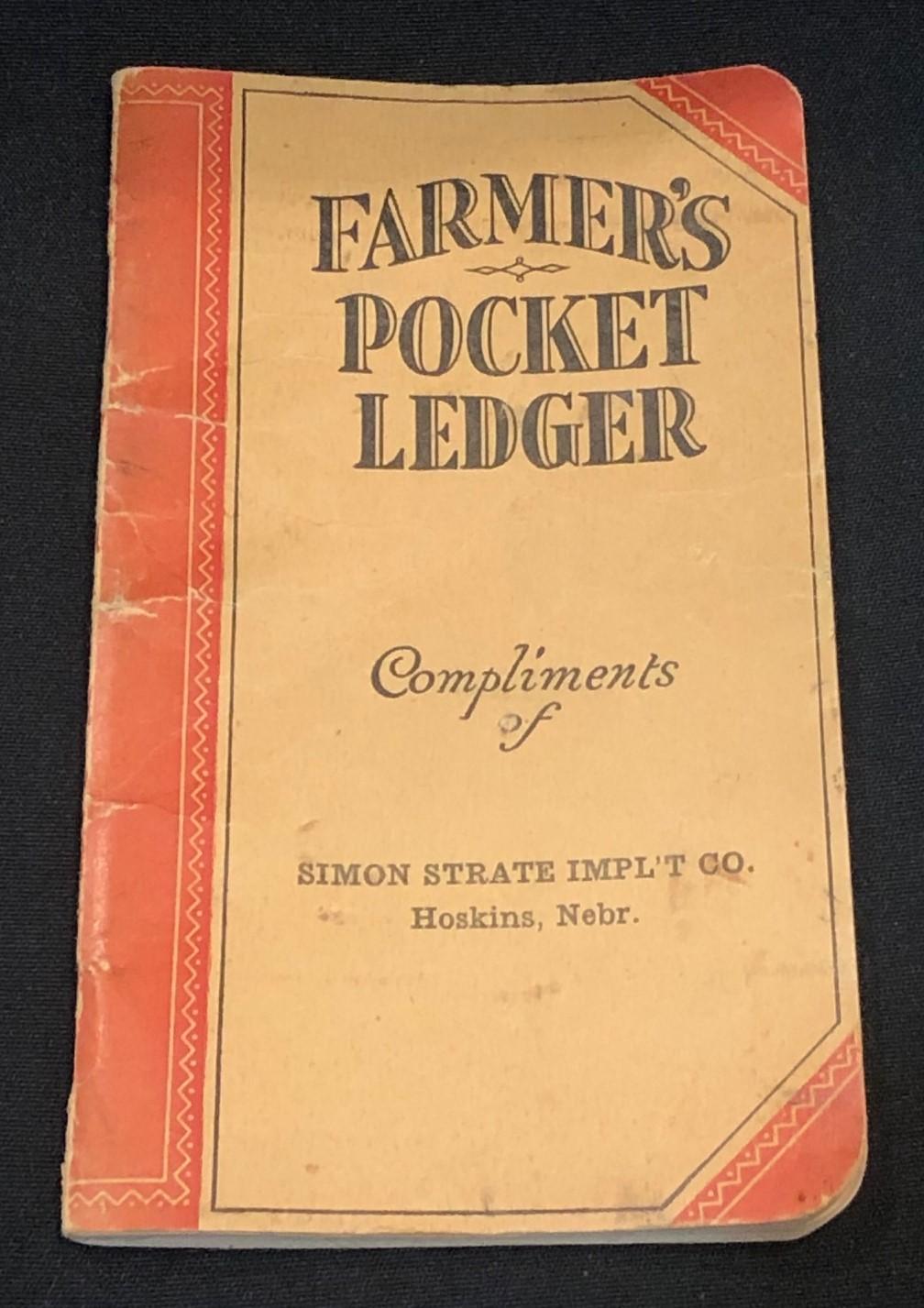 1930-1932 " SIMON STRATE IMPL'T CO. - HOSKINS, NEBR." FARMER'S POCKET LEDGER