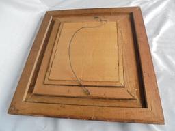 ANTIQUE DOUBLE OAK WITH PLASTER DESIGN PICTURE FRAME-VERY NICE WITH AN OLD PRINT