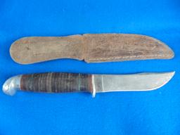 OLD "WEST-CUT" FIXED BLADE KNIFE WITH SHEATH