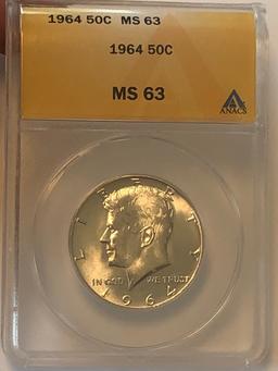 1964 Kennedy Half Dollar - MS63 by ANACS