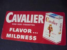OLD METAL CIGARETTE ADVERTISING SIGN "CAVALIER"-10 BY 20 INCHES