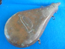 ANTIQUE BRASS "PUBLIC PROPERTY" GUN POWDER FLASK-QUITE RARE-U.S MILITARY