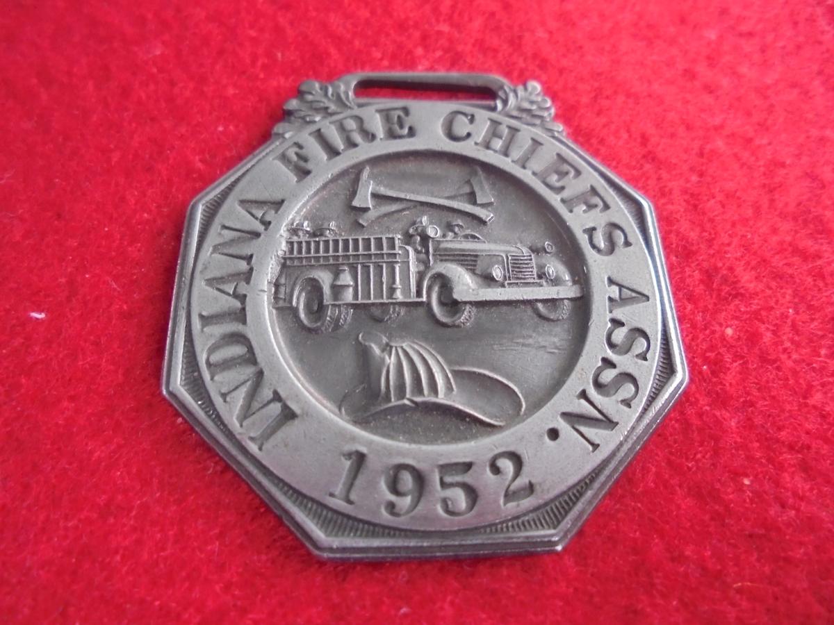 1952 INDIANA FIRE CHIEFS ASSN. WATCH FOB-QUITE GOOD