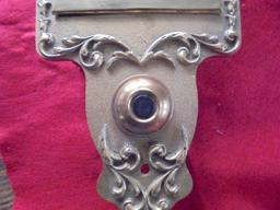 OLD FANCY BRONZE & BRASS APARTMENT LETTER BOX WITH DOOR BELL HOLE AND WORKING LOCK