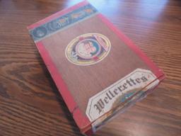 OLD WOOD CIGAR BOX "WELLERETTES"-SAN TELMO CIGAR CO.. DETROIT MICHIGAN
