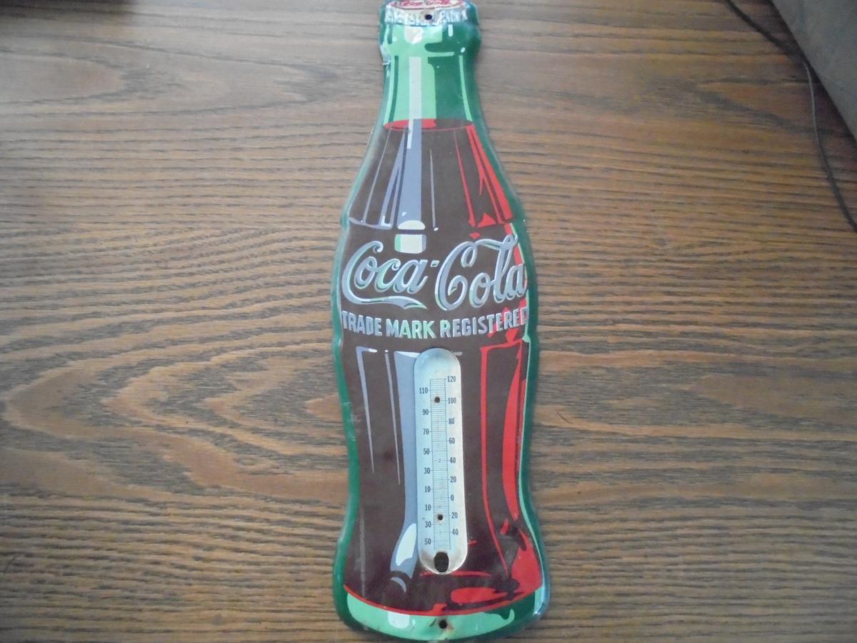 OLDER COCA COLA BOTTLE THERMOMETER-NEEDS GLASS TUBE