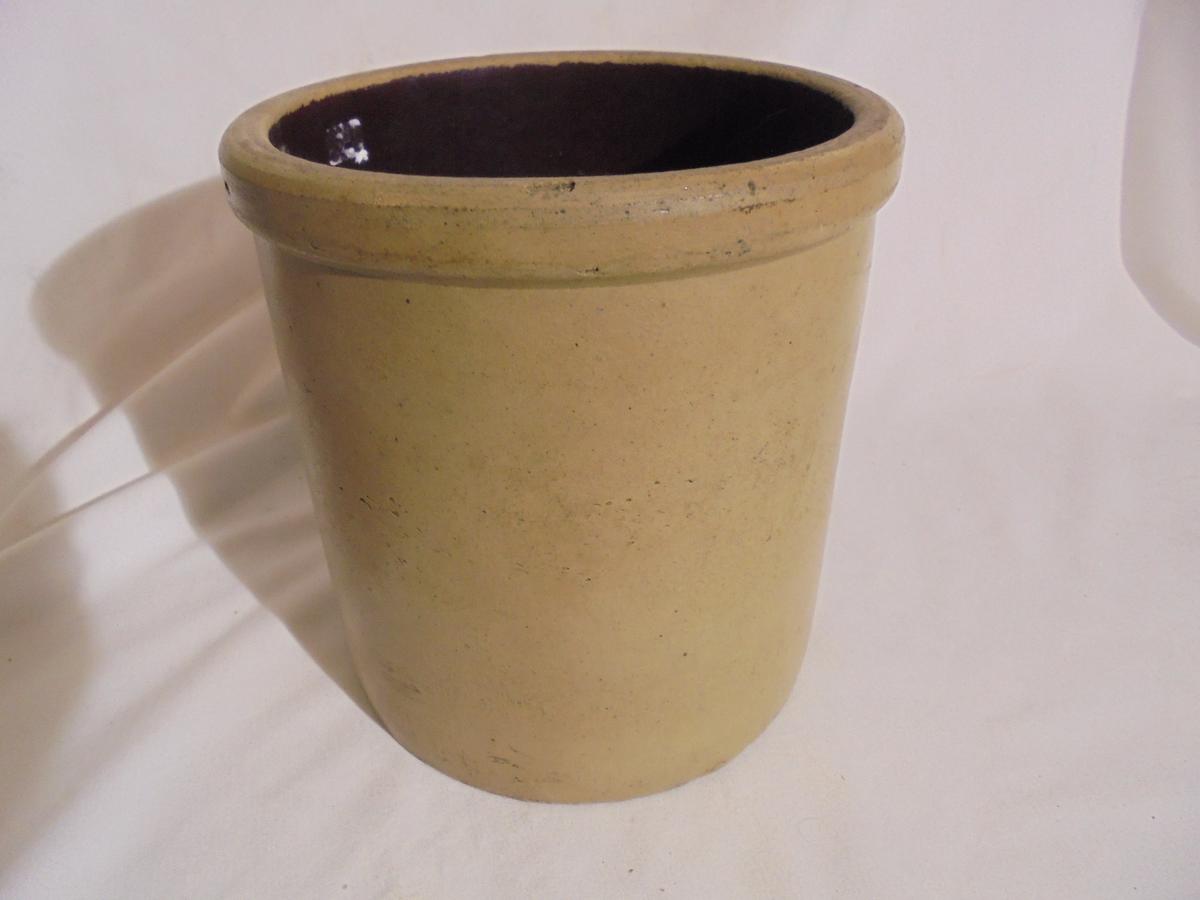 EARLY SALT GLAZE OPEN CROCK WITH BOTTOM MARK "MINNESOTA STONEWARE"-NICE