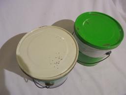 (2) OLD ADVERTISING METAL PAILS OR TINS WITH LIDS-"ARMOUR & MORRELL" BRAND