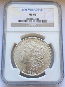 1921 Morgan Silver Dollar - NGC MS63