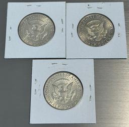 (3) 90% Silver Kennedy Half Dollars -- 1964 & 1964-D