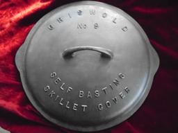 OLD CAST IRON GRISWOLD NO. 9 SELF BASTING SKILLET COVER