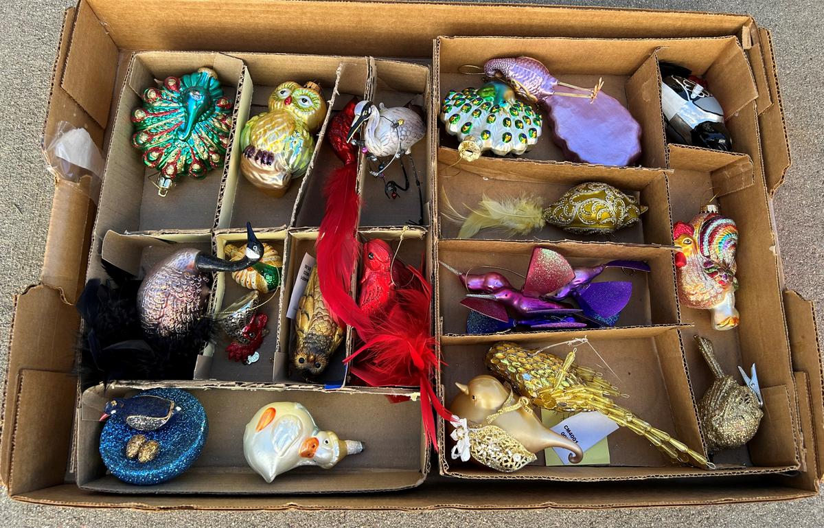 Lot of Fancy Bird Christmas Ornaments