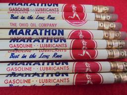 8 OLD AND NEVER USED ADVERTISING PENCILS "MARATHON OIL" WITH LOGO