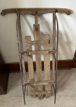 Antique Wooden Steel Runner Sled