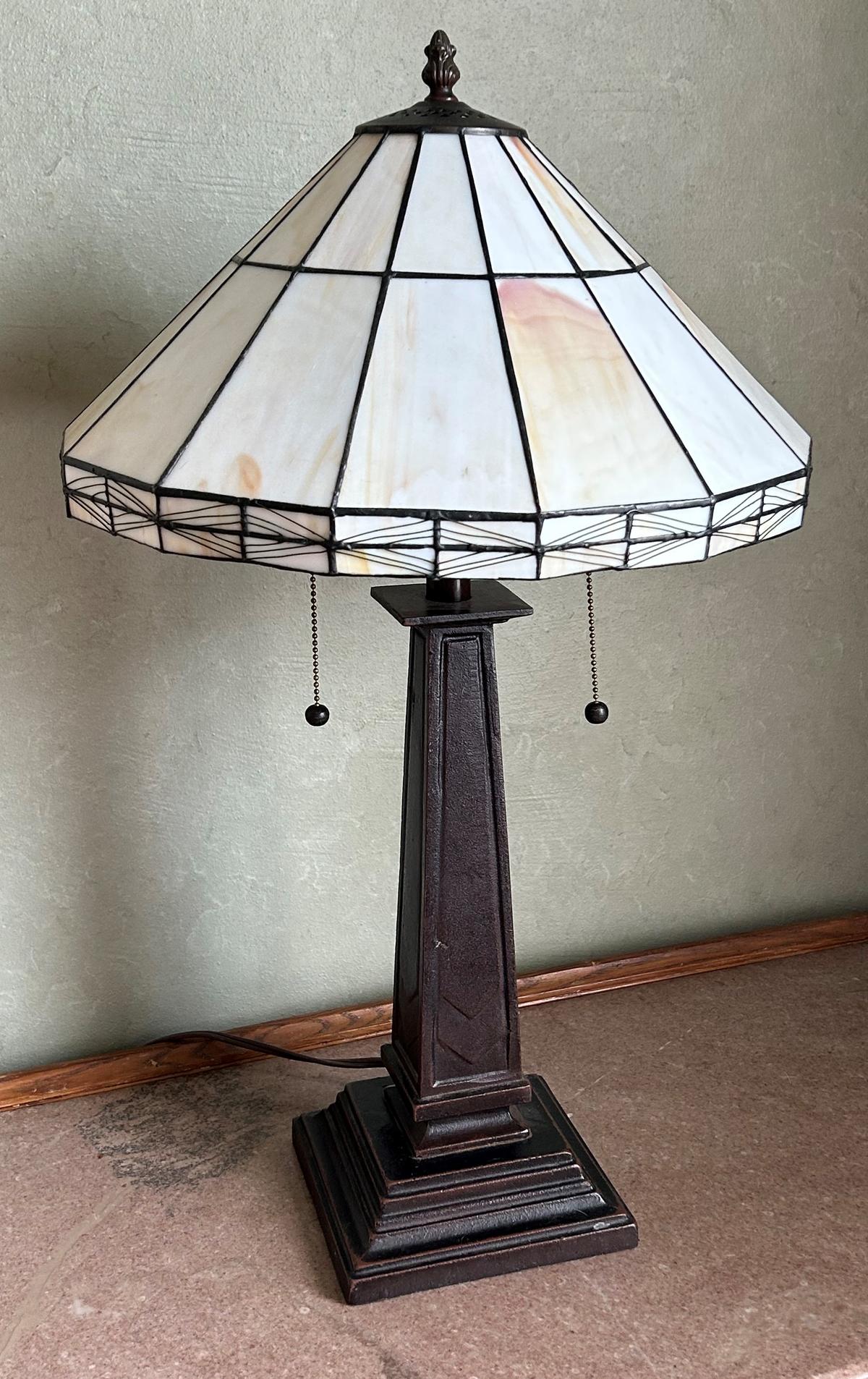 NEWER LAMP WITH SLIDE GLASS SHADE
