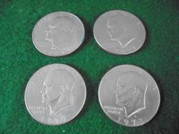 (4) EISENHOWER DOLLAR COINS-1977 & 1978-3 HAVE 'D' MINT