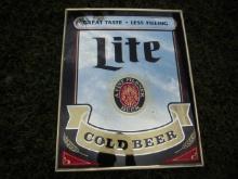 GREAT OLD MILLER LITE BEER SIGN/ MIRROR-MADE IN NEW YORK